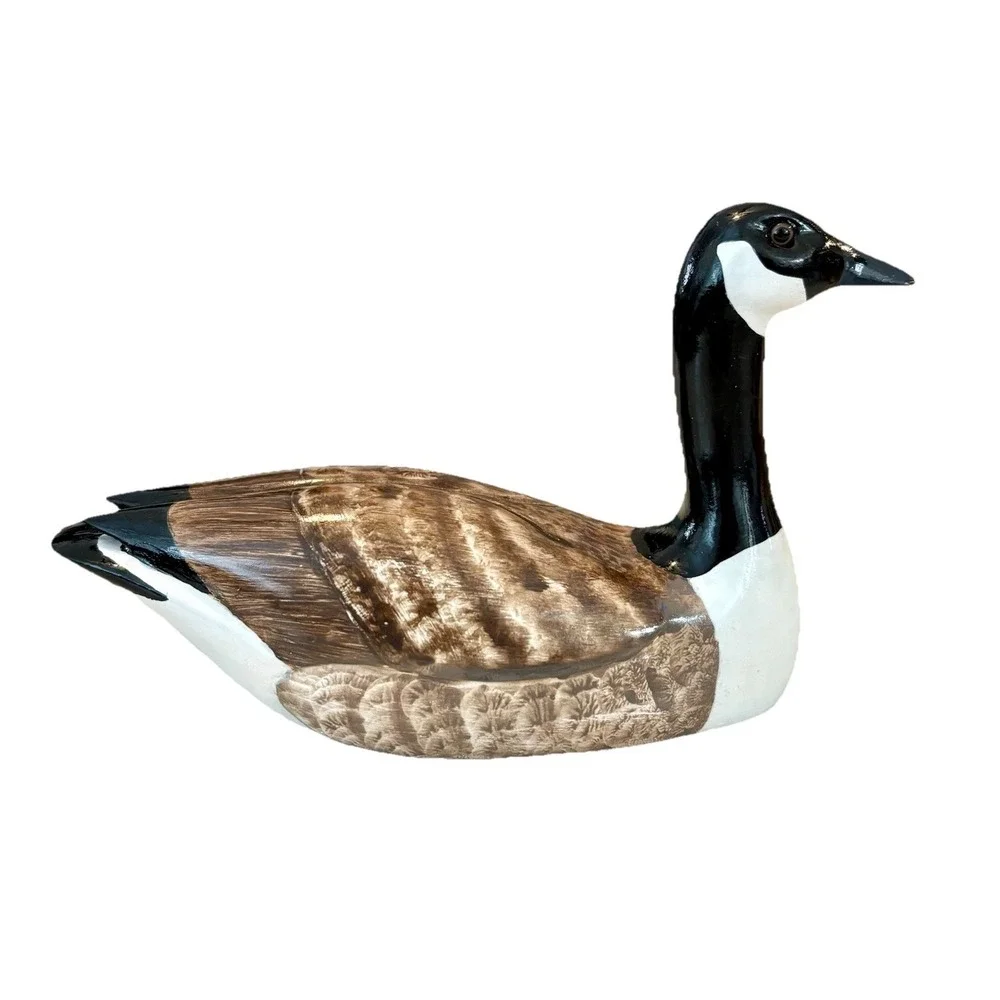 Vintage Handcrafted Carved Wooden Duck Decoy Hand Painted E C Gibbs Art Decor